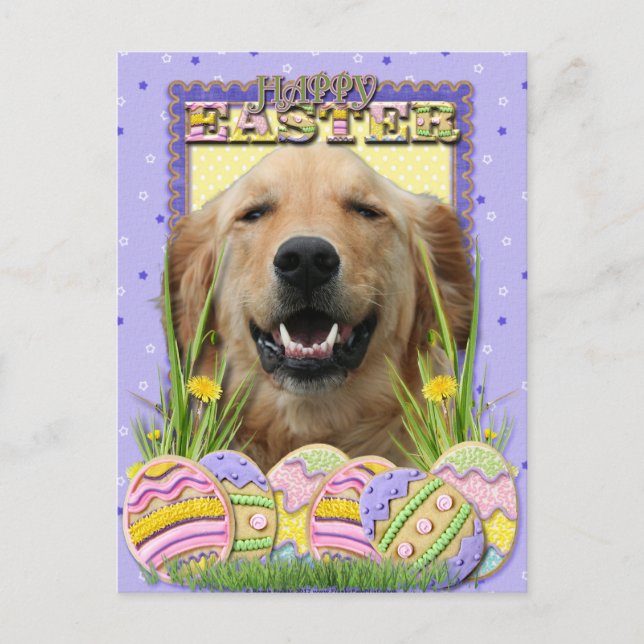 Påskägg Cookies - Golden Retriever Helg Vykort (Framsida)