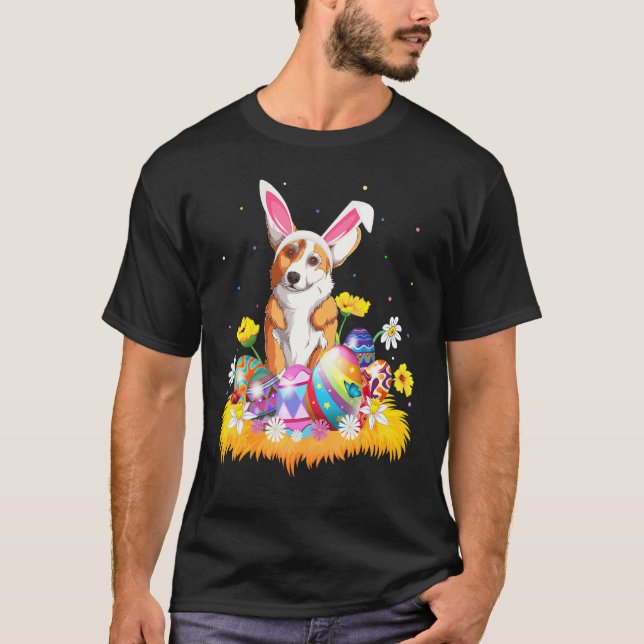 Påskägg Corgi Hund Påskdagen T Shirt (Framsida)
