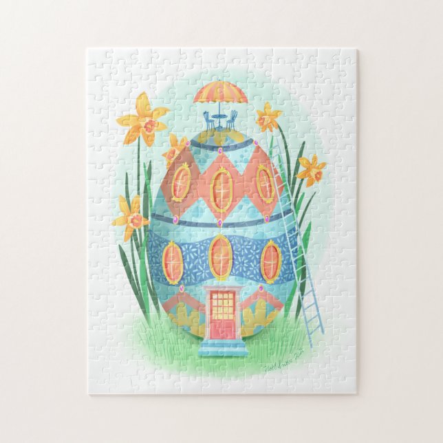 Påskägg Cottage and Daffodils Jigszle Puzzle Pussel (Vertikal)