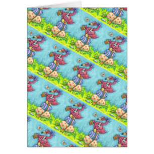 PÅSKÄGG, CUTE ROSA FLAMINGO, BUNNY Verse CARD OBS Kort