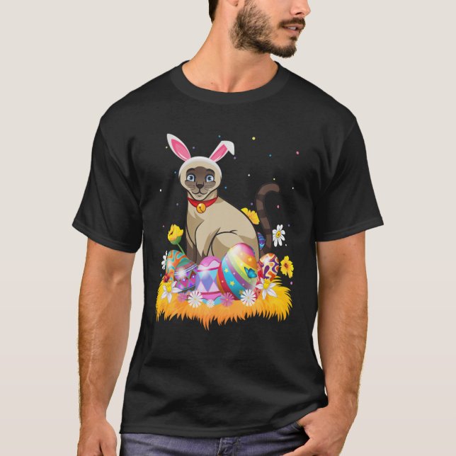Påskägg Cute Siamese Cat Påsk Sol T Shirt (Framsida)