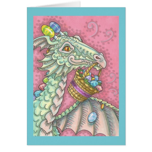 PÅSKÄGG DRAGON Fantasy Vår NOTE CARD Blank OBS Kort (Framsidan)