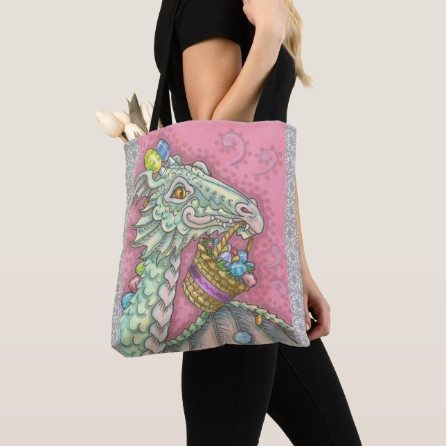 PÅSKÄGG DRAGON VÅR TOTE BAG Medium Grått Tygkasse (Närbild)