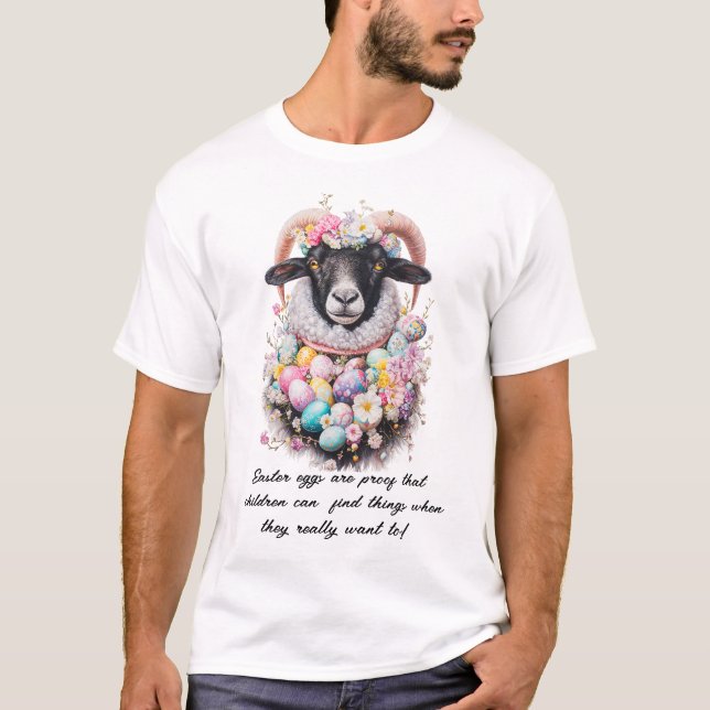 Påskägg. Elegant Ram med Blommigt Krona T Shirt (Framsida)