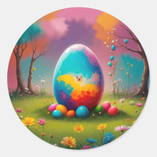 "Påskägg" - En symbol för förnyelse och glädje 🐣 Runt Klistermärke