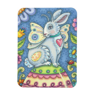 PÅSKÄGG FAIRY, RABBIT MAGNET-rektangel Magnet
