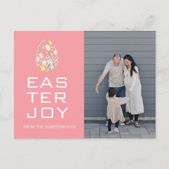 Påskägg Family-fotot för Elegant Påsk Blessings-fa Helg Vykort (Framsida)