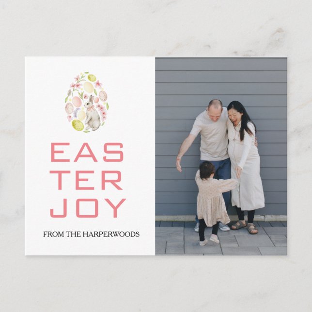 Påskägg Family-fotot för Elegant Påsk Blessings-fa Helg Vykort (Framsida)