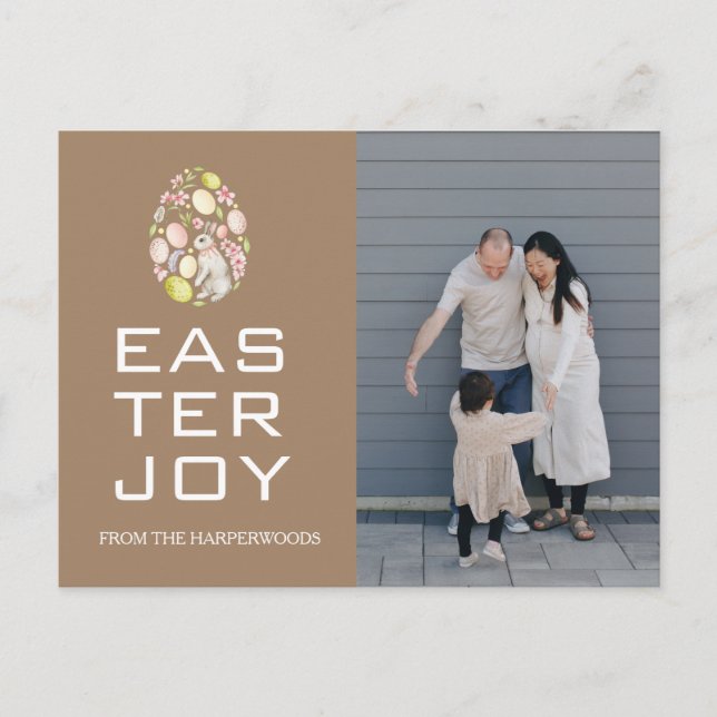 Påskägg Family-fotot för Elegant Påsk Blessings-fa Helg Vykort (Framsida)
