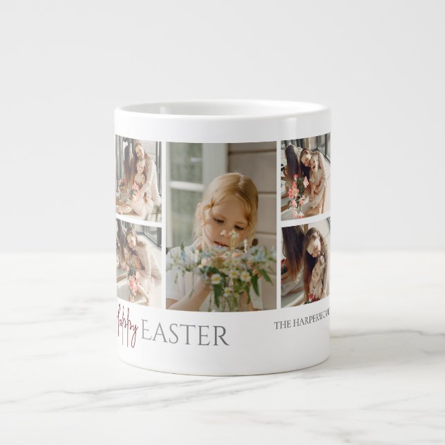 Påskägg Family-fotot för Elegant Påsk Blessings-fa Jumbo Mugg (Framsidan)
