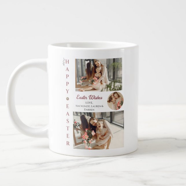 Påskägg Family-fotot för Elegant Påsk Blessings-fa Jumbo Mugg (Vänster)