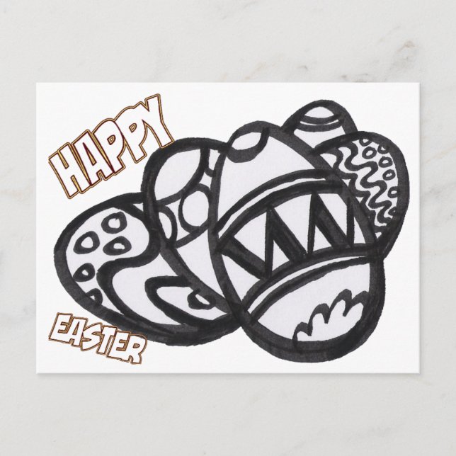 Påskägg, färglägga vykort för Bild (Framsida)