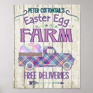 Påskägg Farm Antique Lastbil Play Sign Poster