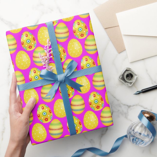 Påskägg för gult på Shock rosa Presentpapper (Gifting)