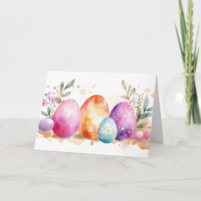 Påskägg för söt Watercolor Helgdag-kort Inbjudan (Framsida)