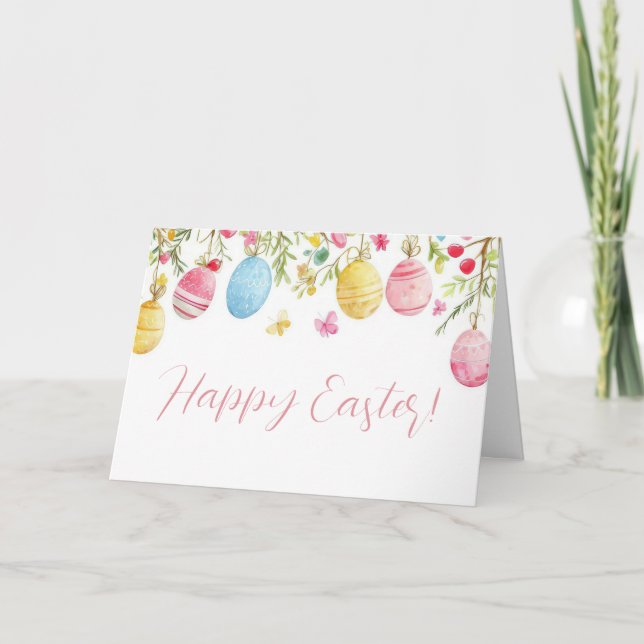 Påskägg för söt Watercolor Helgdag-kort Inbjudan (Framsida)