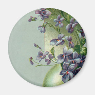 Påskägg för vintage med Lila blommor som blossar u Magnet