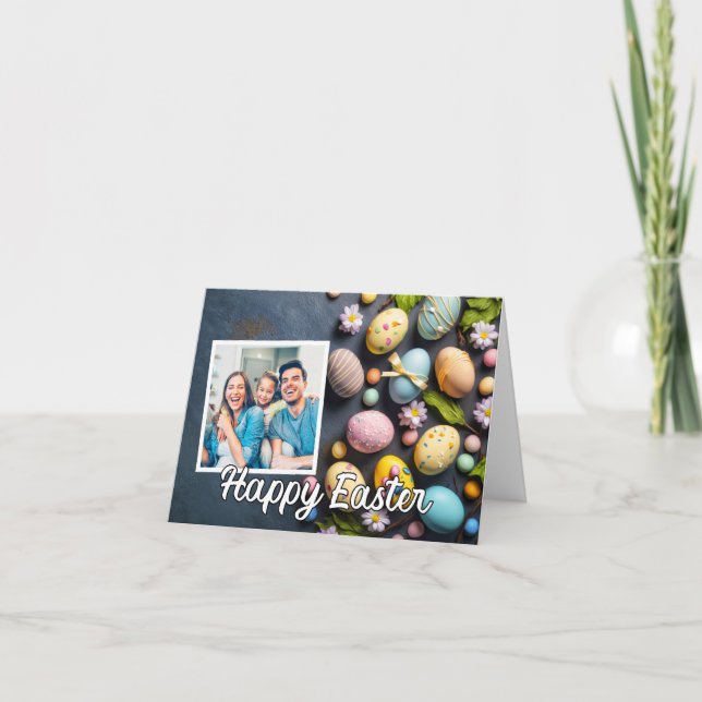 Påskägg Fotomall för färgstark Anpassningsbar Helgkort (Framsida)