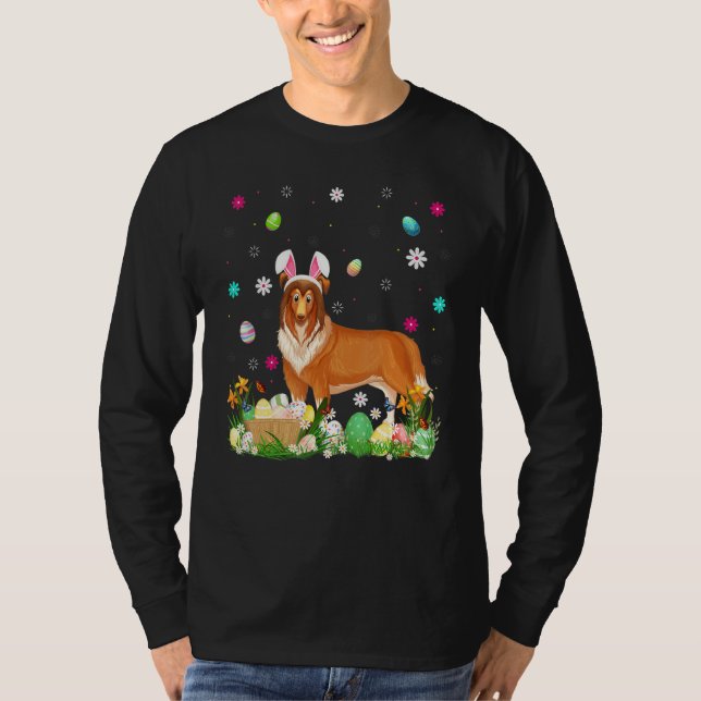 Påskägg Funny Rough Collie Hund Söndag T Shirt (Framsida)