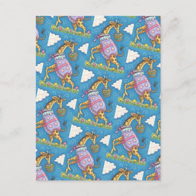 PÅSKÄGG GIRAFFE & TULIPS, VÅR POSTCARD VYKORT (Framsida)