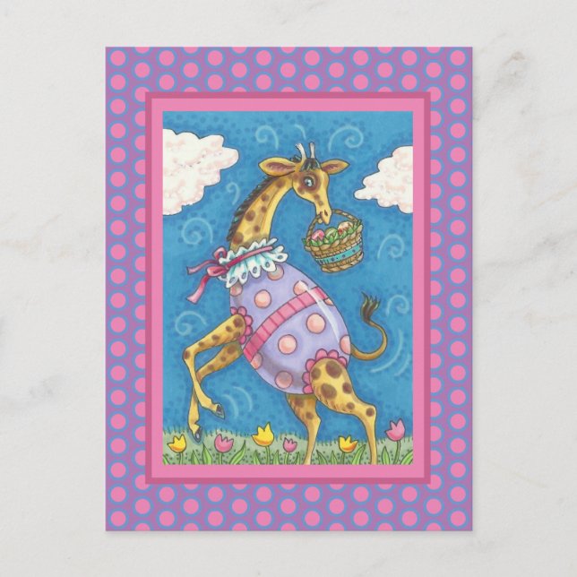 PÅSKÄGG GIRAFFE & TULIPS, VÅR POSTCARD VYKORT (Framsida)