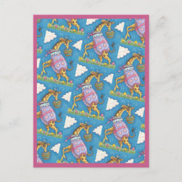 PÅSKÄGG GIRAFFE & TULIPS, VÅR POSTCARD VYKORT