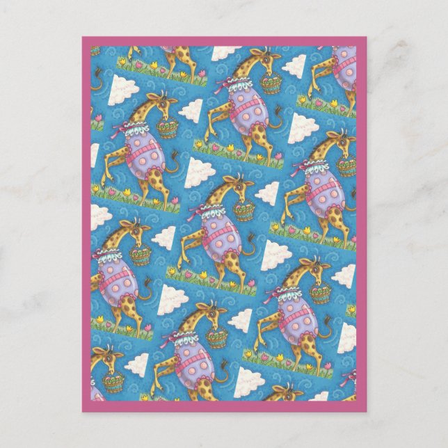 PÅSKÄGG GIRAFFE & TULIPS, VÅR POSTCARD VYKORT (Framsida)
