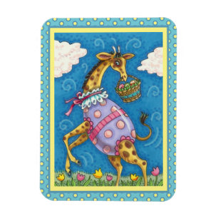 PÅSKÄGG GIRAFFE & VÅR TULIPS Cute Magnet