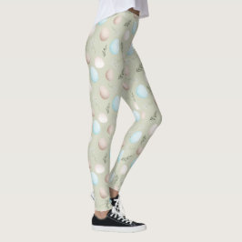 Påskägg Grönt Pastel Mönster Leggings