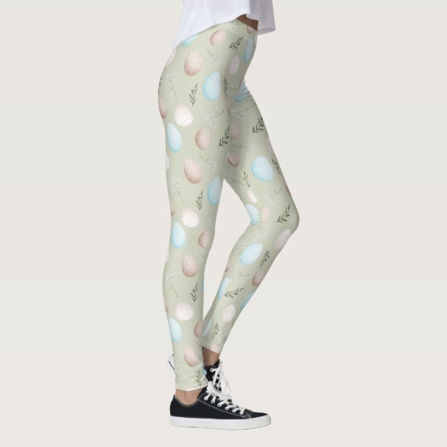 Påskägg Grönt Pastel Mönster Leggings (Höger)