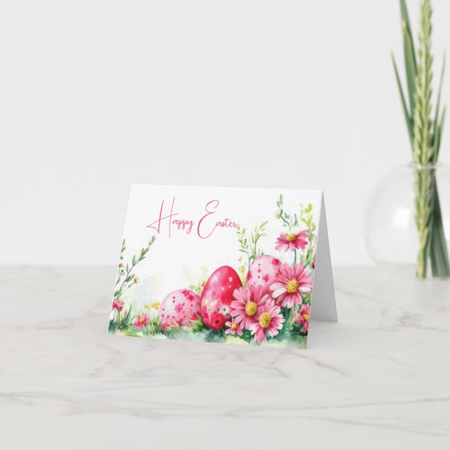 Påskägg Helgdag Card för Blommigt med söt vattenfä Kort (Framsida)