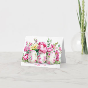 Påskägg Helgdag Card för Blommigt med söt vattenfä Kort
