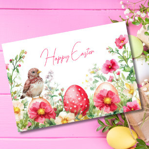 Påskägg Helgdag Card för Blommigt med söt vattenfä Kort