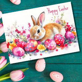 Påskägg Helgdag Card för Blommigt med söt vattenfä Kort