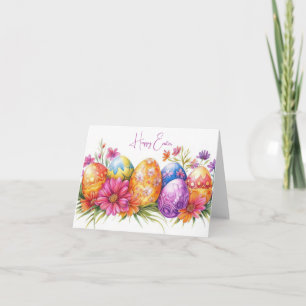 Påskägg Helgdag Card för Blommigt med söt vattenfä Kort