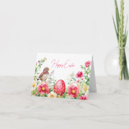 Påskägg Helgdag Card för Blommigt med söt vattenfä Kort