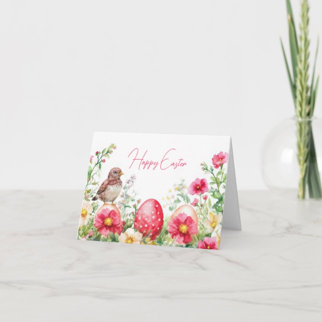 Påskägg Helgdag Card för Blommigt med söt vattenfä Kort (Framsida)