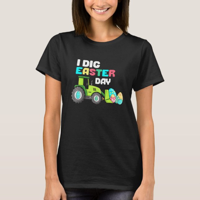 Påskägg Hun För barn Småbarn Gräver Påsk T Shirt (Framsida)