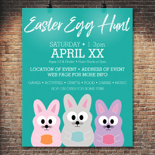 Påskägg Hunt Advertisement - Cute Bunny Rabbits Poster