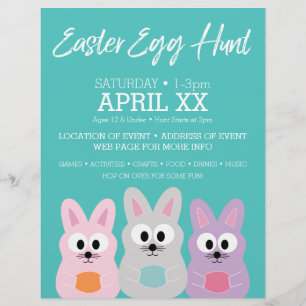 Påskägg Hunt Advertisement - Cute Bunny Rabbits Reklamblad