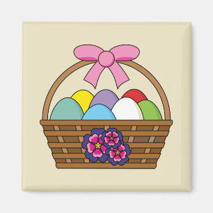 Påskägg Hunt Basket med Pastel Eggs Magnet