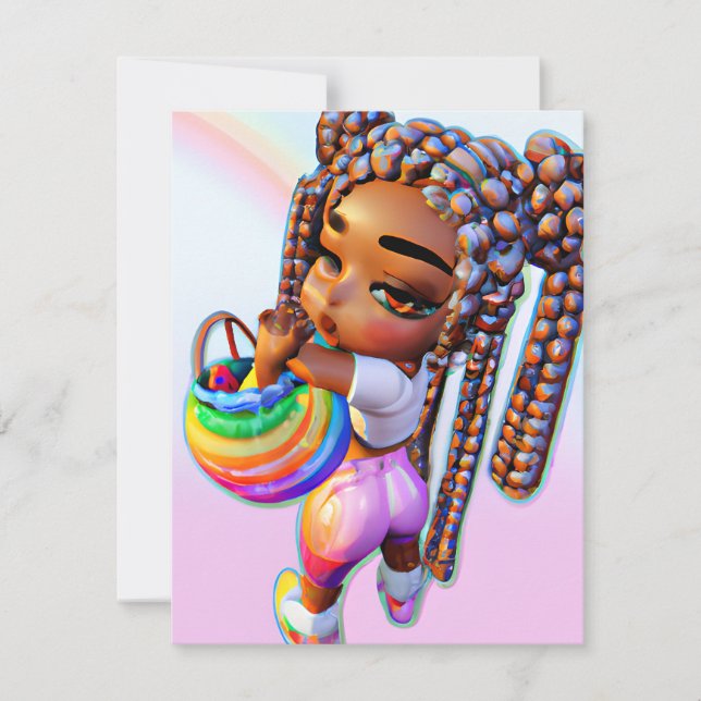 Påskägg Hunt Black Girl Magic Melanin Girls Kort (Framsida)