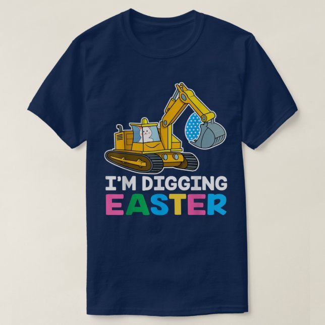 Påskägg Hunt Boy Kids Småbarn Funny Gräver E T Shirt (Design framsida)