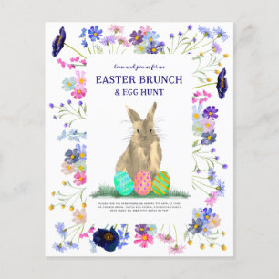 Påskägg Hunt Brunch Bunny Blommigt Budget Flygblad