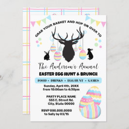 Påskägg Hunt & Brunch Hjort med Bunnies Inbjudningar