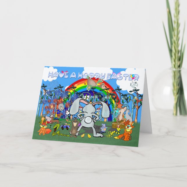 Påskägg Hunt Card, interaktiv roligt Helgkort (Framsida)