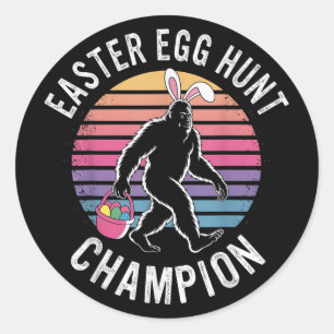 Påskägg Hunt Champion Funny Bigfoot Bunny Eggs Runt Klistermärke