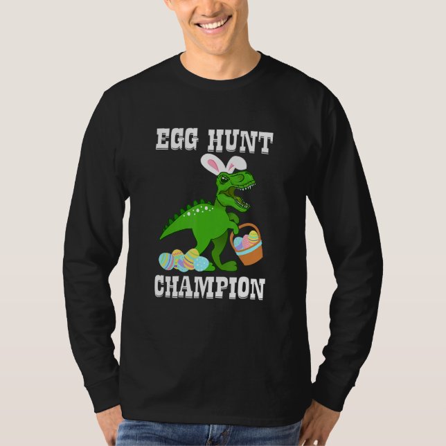 Påskägg Hunt Champion T Rex Dinosaur Bunny Funn Shirt (Framsida)