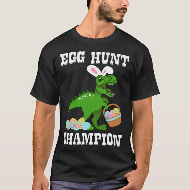 Påskägg HUNT CHAMPION T Rex Dinosaur Bunny Funn Shirt (Framsida)