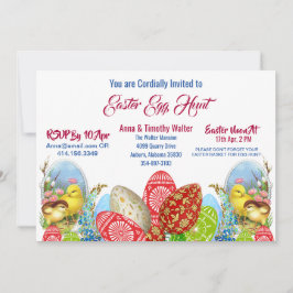 Påskägg Hunt Chicks Blommigt Greenery-inbjudan Anteckningskort